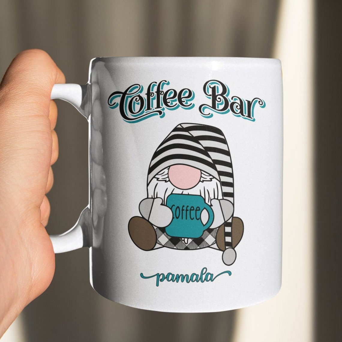 Personalized Custom Tea Cocoa Coffee Gnome Name Mug