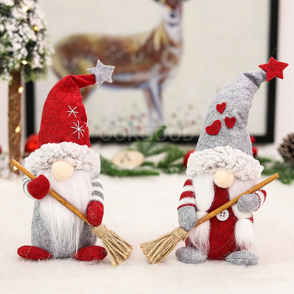 Lovely Christmas Gnome Couple With Brooms