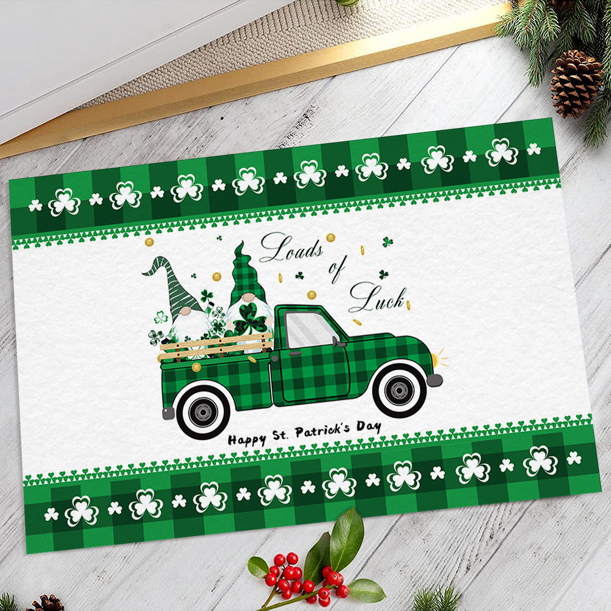 Gnome With Truck - St. Patrick's Day Doormat