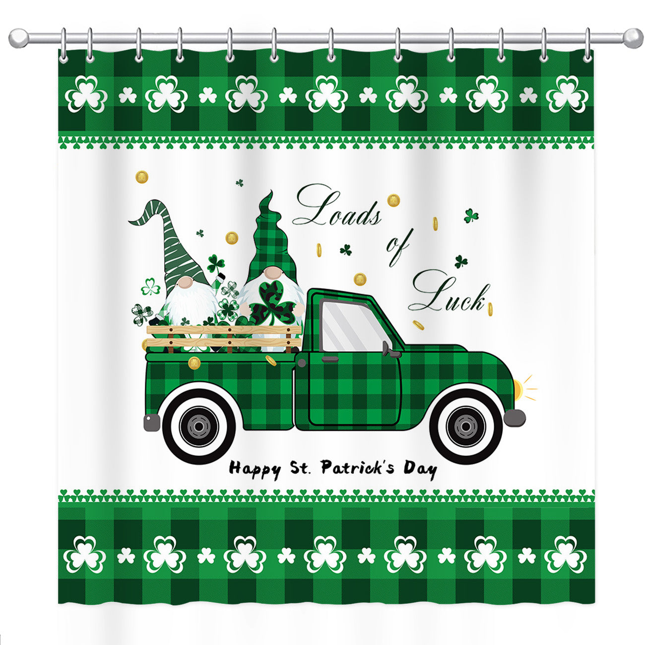 Gnome With Truck - St. Patrick's Day Shower Curtain