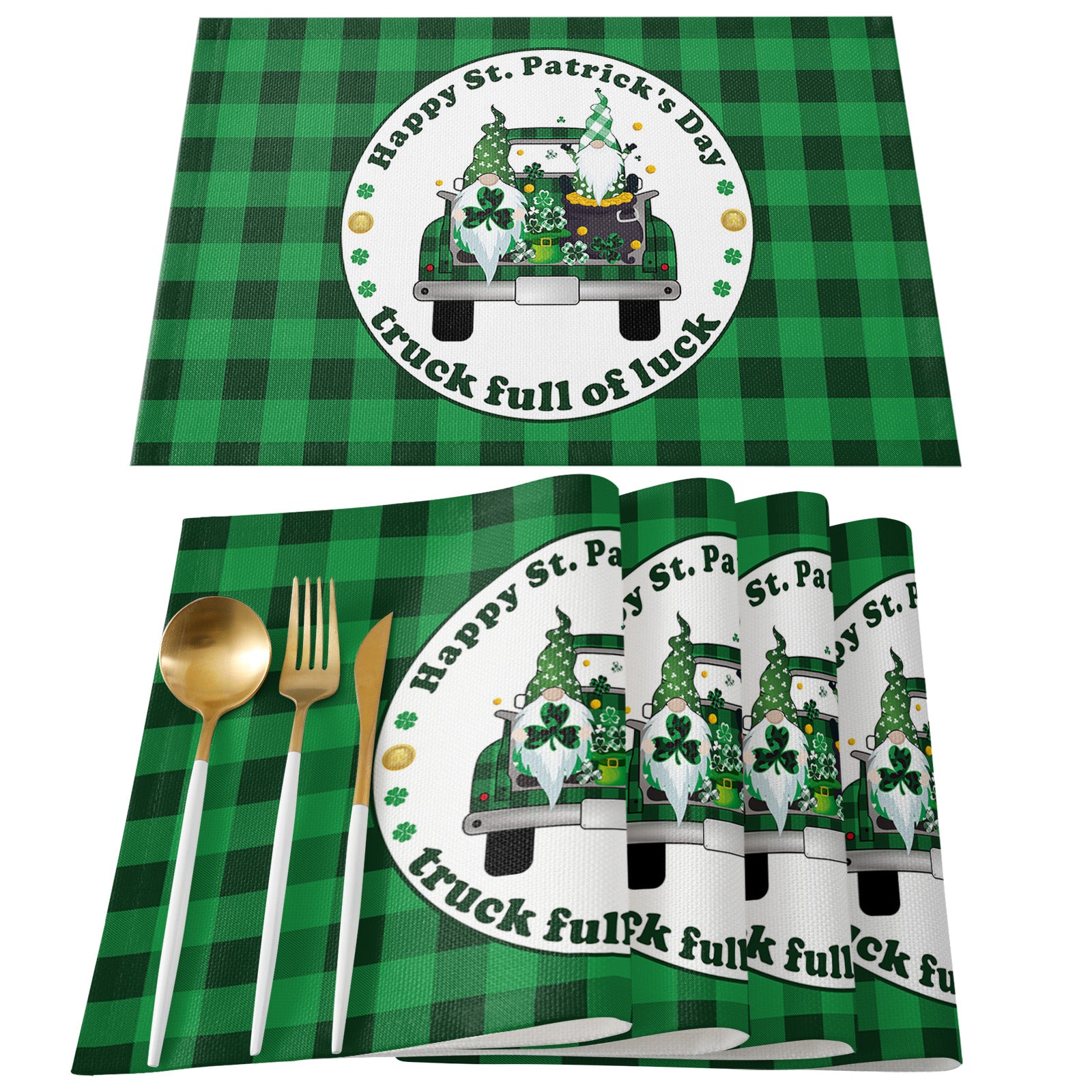 Green Plaid - St. Patrick's Day Gnome Placemat