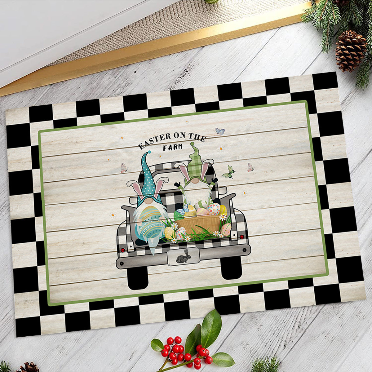 Gnome In The Truck - Easter Themed Doormat