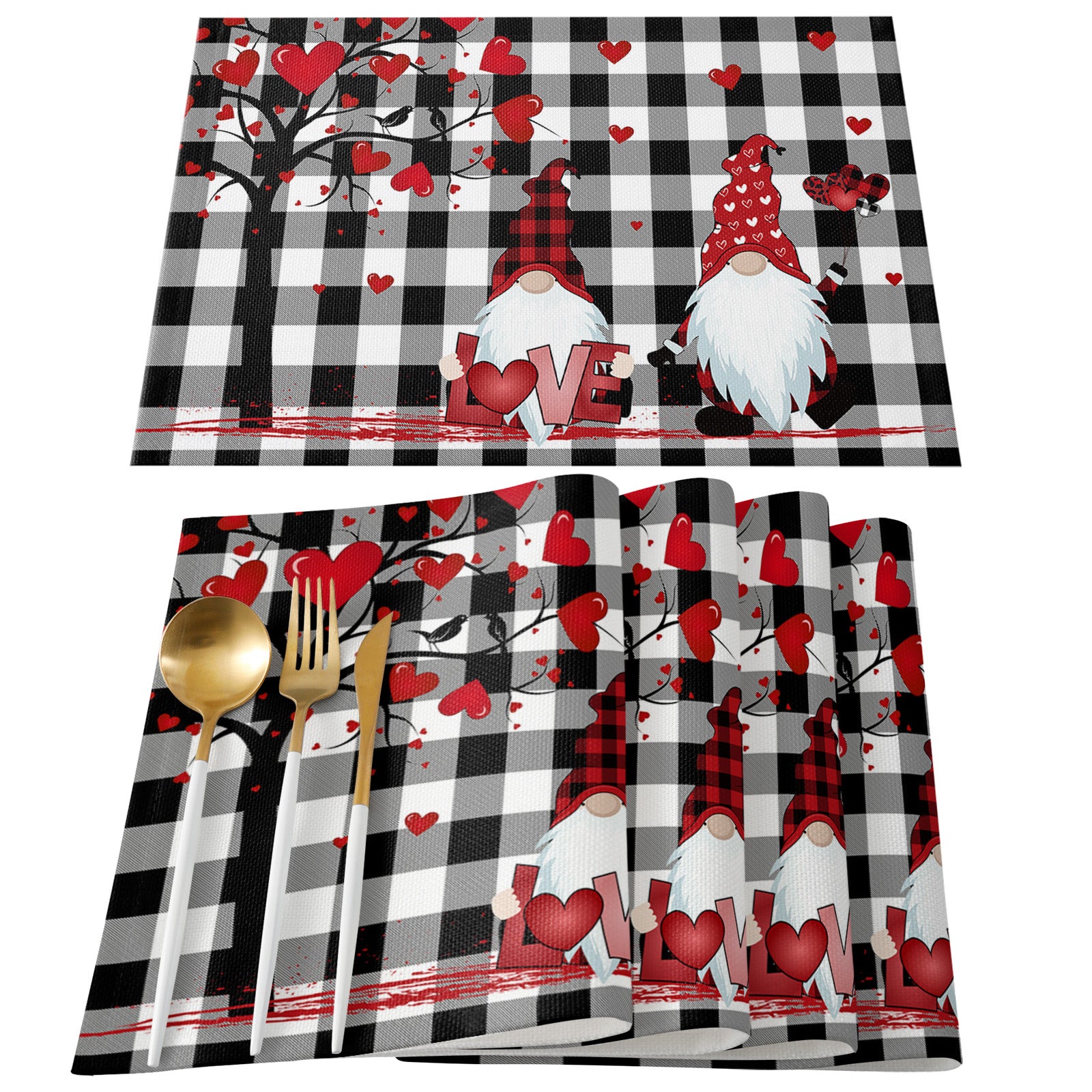 Love Tree - Adorable Gnome Themed Plaid Placemat