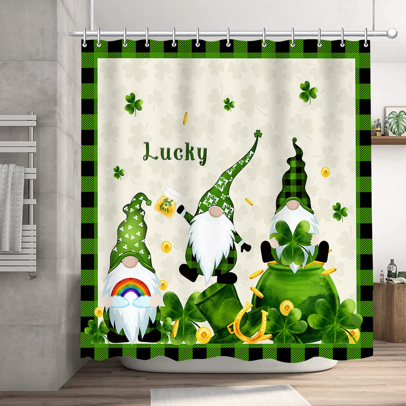 Lucky Irish Gnome - St. Patrick's Day Shower Curtain