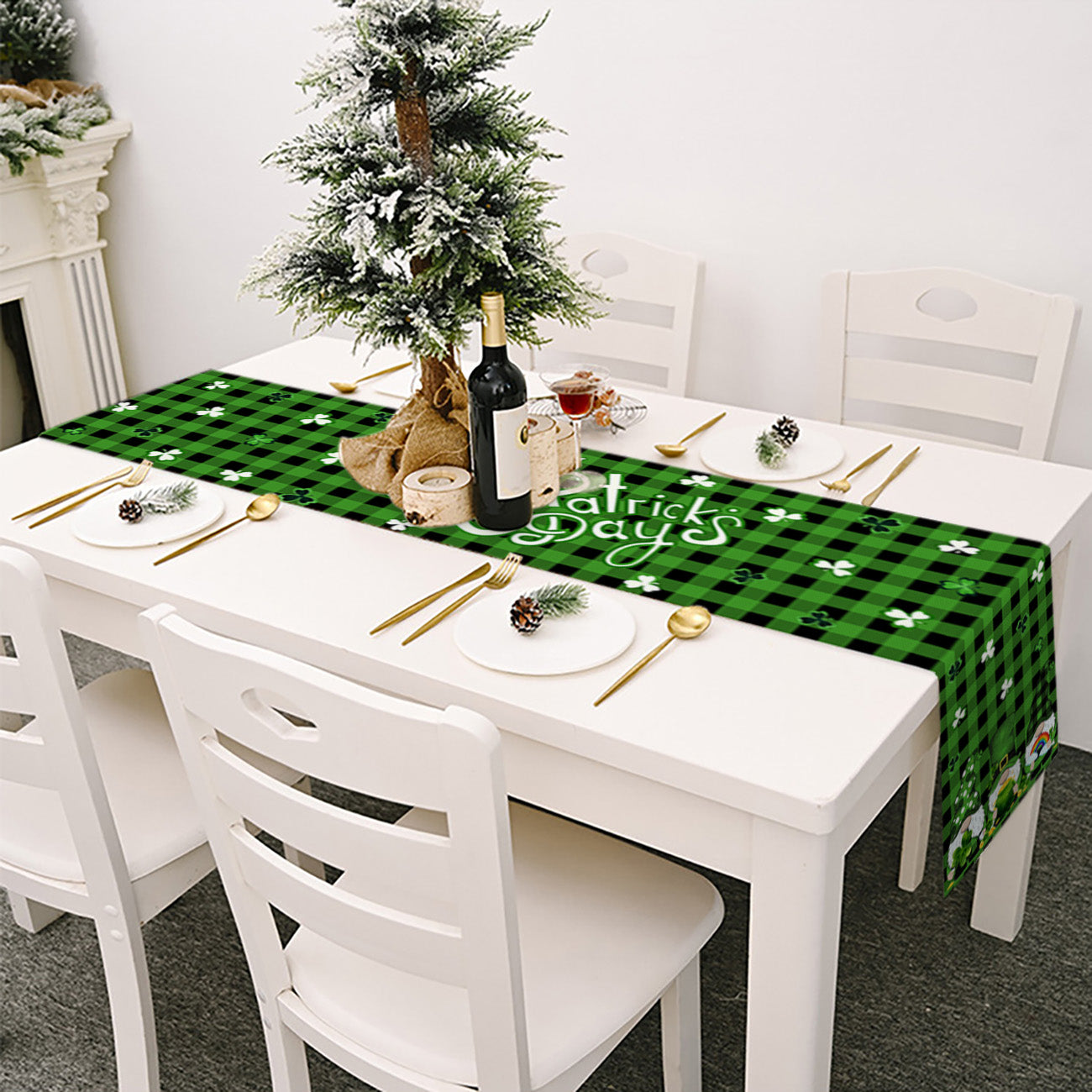 Green Plaid - St. Patrick's Day Gnome Table Runner