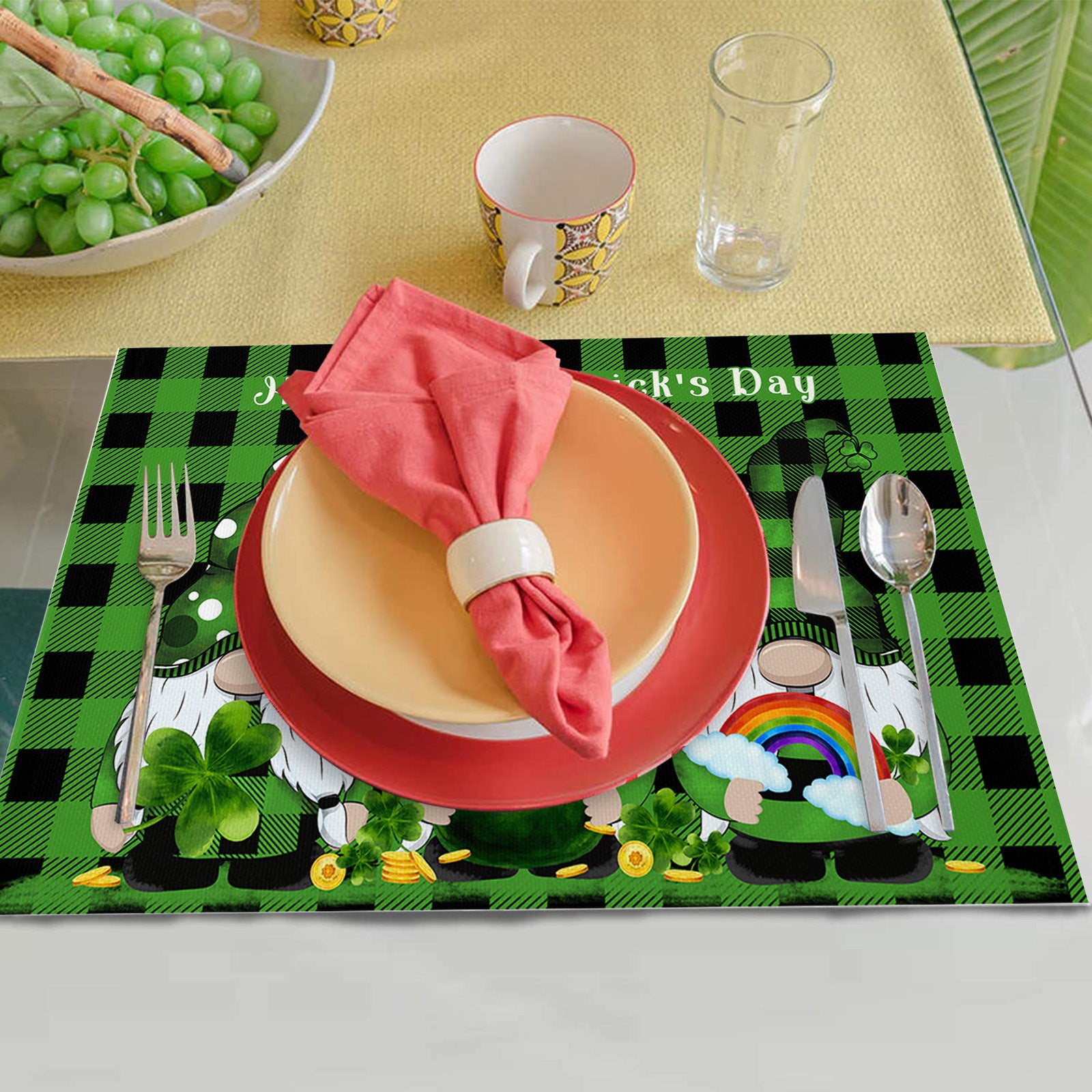 Green Plaid - St. Patrick's Day Gnome Placemat