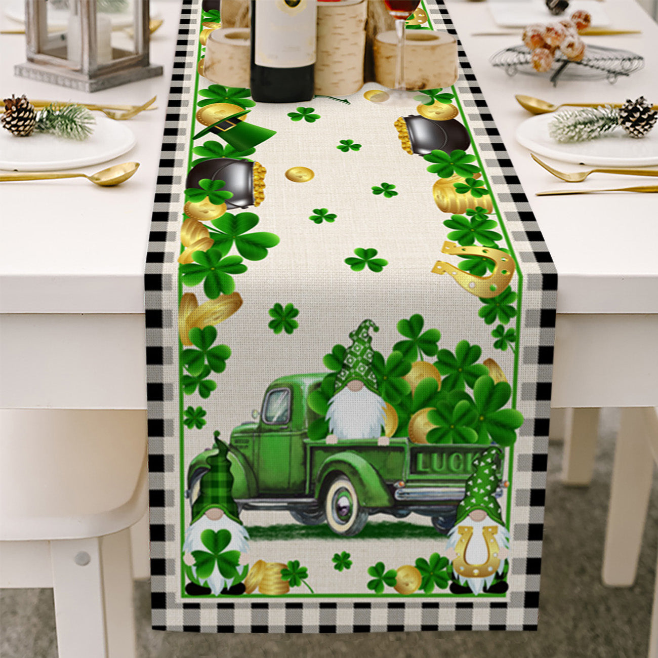 Green Truck - St. Patrick's Day Gnome Table Runner