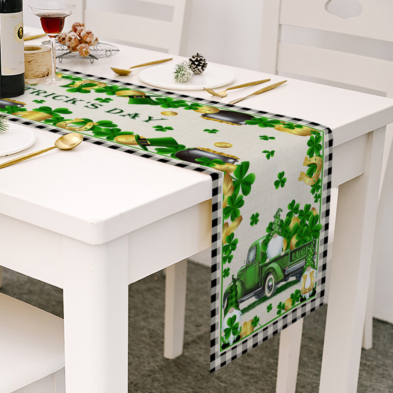Green Truck - St. Patrick's Day Gnome Table Runner