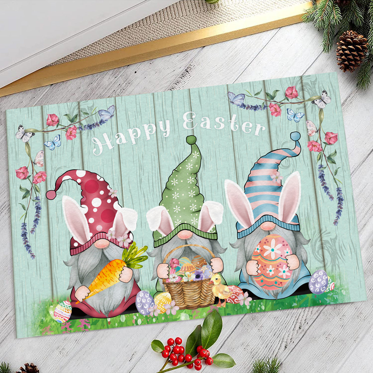 Gnome Holding Egg - Easter Doormat