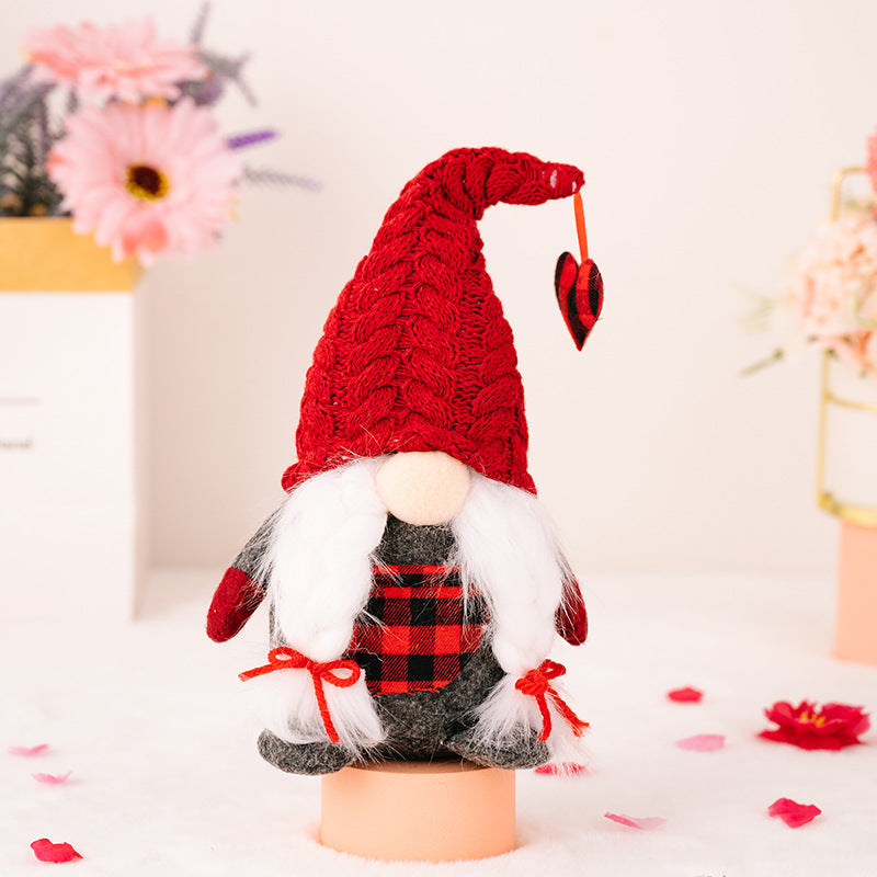 Valentine's Day Red Knitted Hat Gnomes