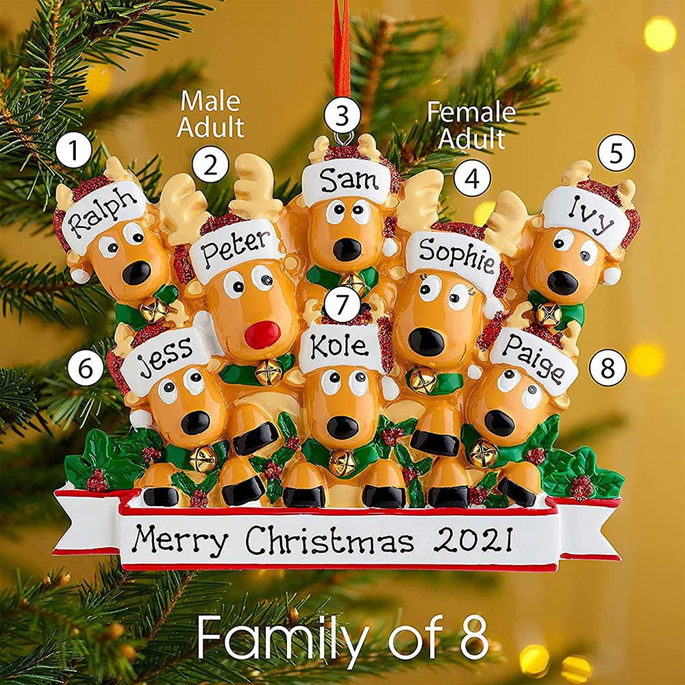 Personalized Family Reindeer Christmas Tree Decoration