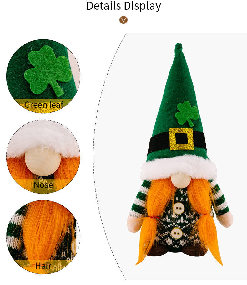 【2023 New】St. Patrick's Day gnomes with knitted pointed hat stripe green hand