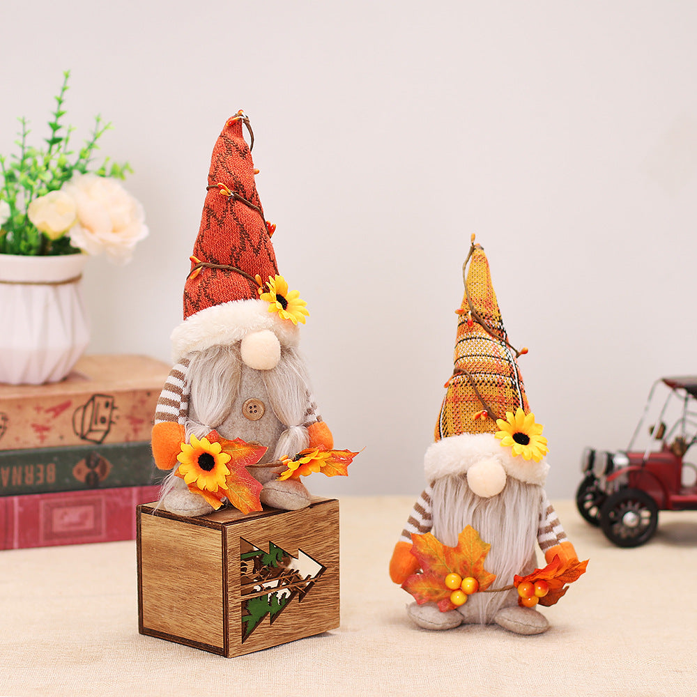 Fall gnomes with maple leaf vine hat