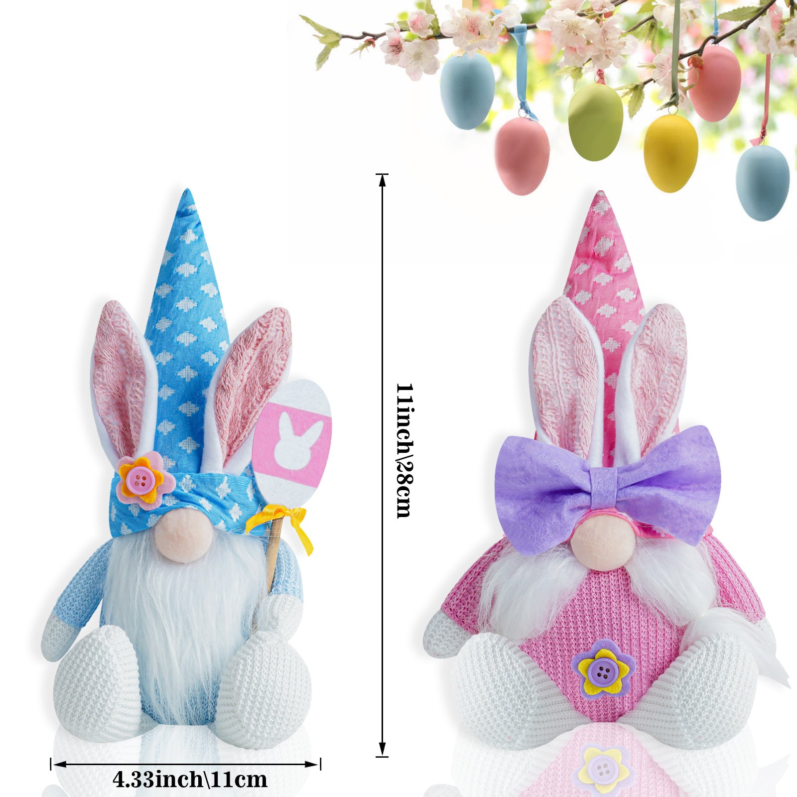 Easter cartoon bow gnomes