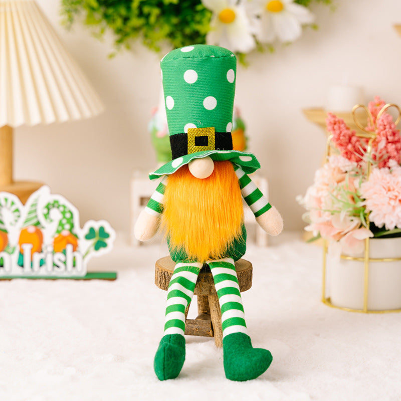 【2023 New】 St. Patrick's Day polka dot rainbow hat long-leg gnomes