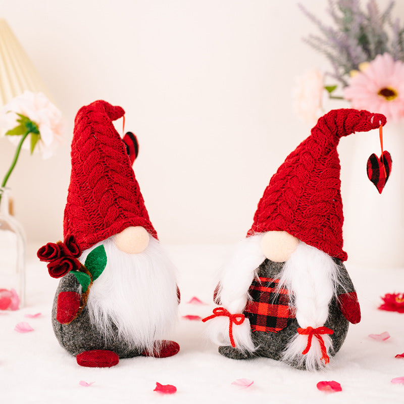 Valentine's Day Red Knitted Hat Gnomes
