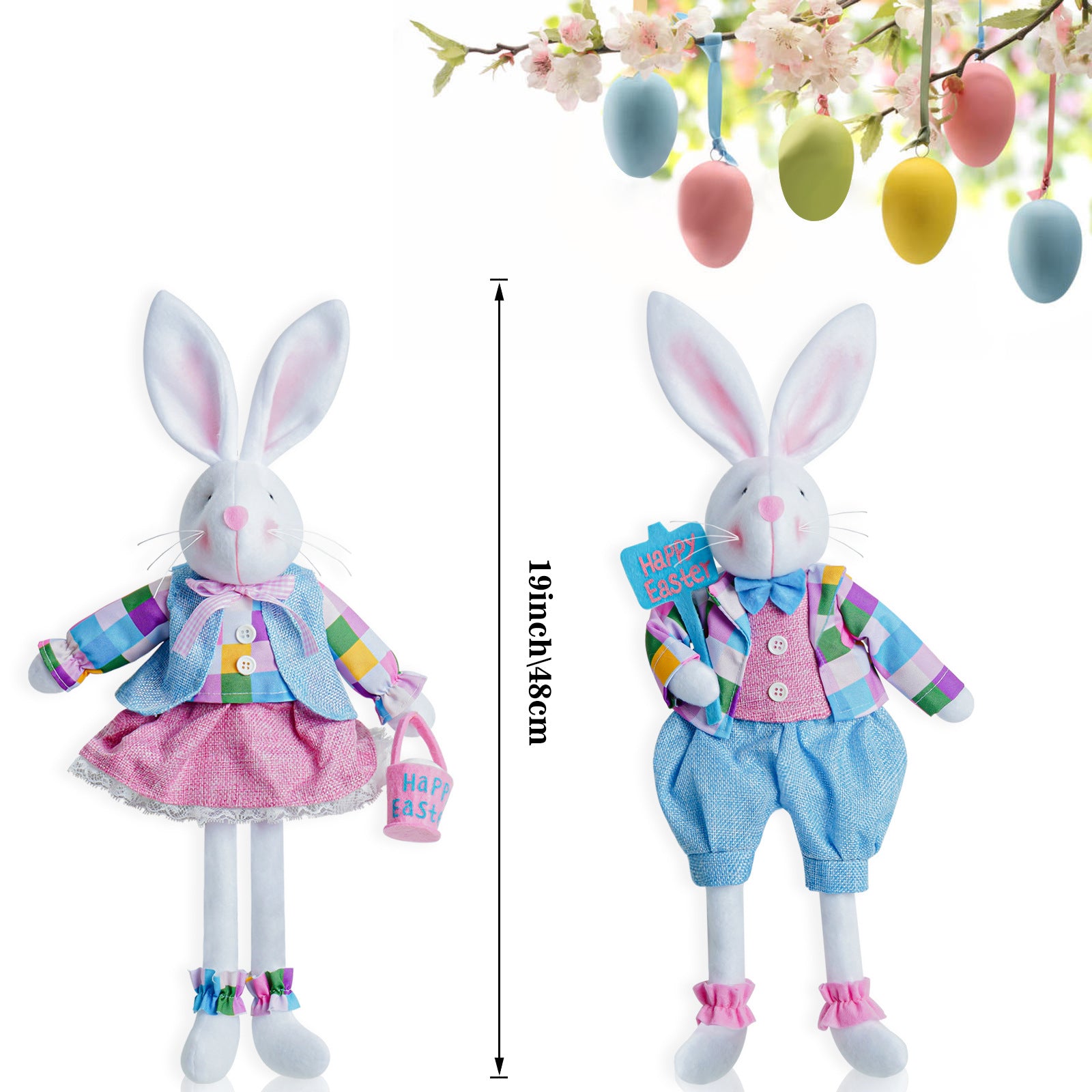 Easter colorful sitting bunny gnomes