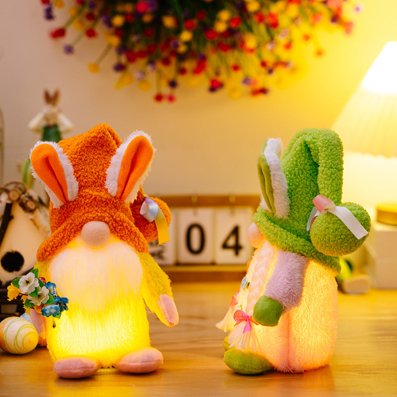 Easter fur hat with lights bunny gnomes