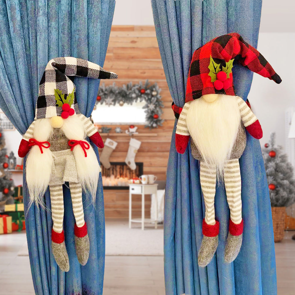Christmas Gnomes plaid curtain buckle