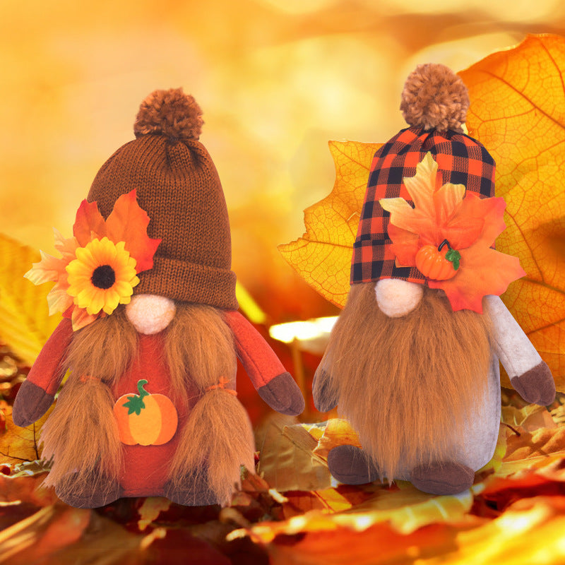 Fall Pumpkin gnomes with big maple leaf hat
