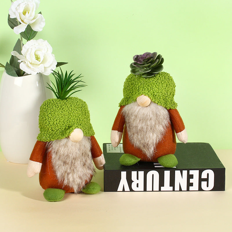 [1 left]Lovely Green Succulent And Grass Funny Gnomes