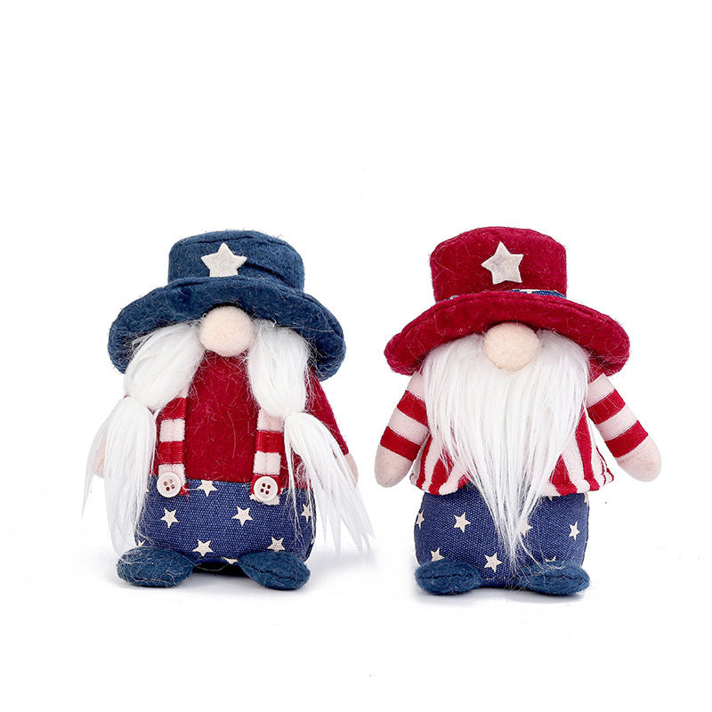 NEW INDEPENDENCE DAY BLUE/RED HAT GNOMES