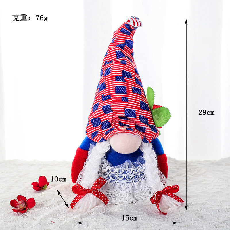 NEW INDEPENDENCE DAY Gnomes Flag HAT WITH ROSE