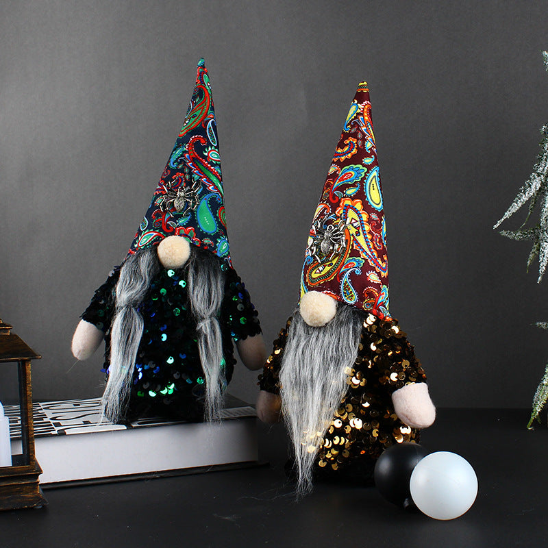 New Halloween Ghost Gnomes with Fancy Hat Sequin Dress