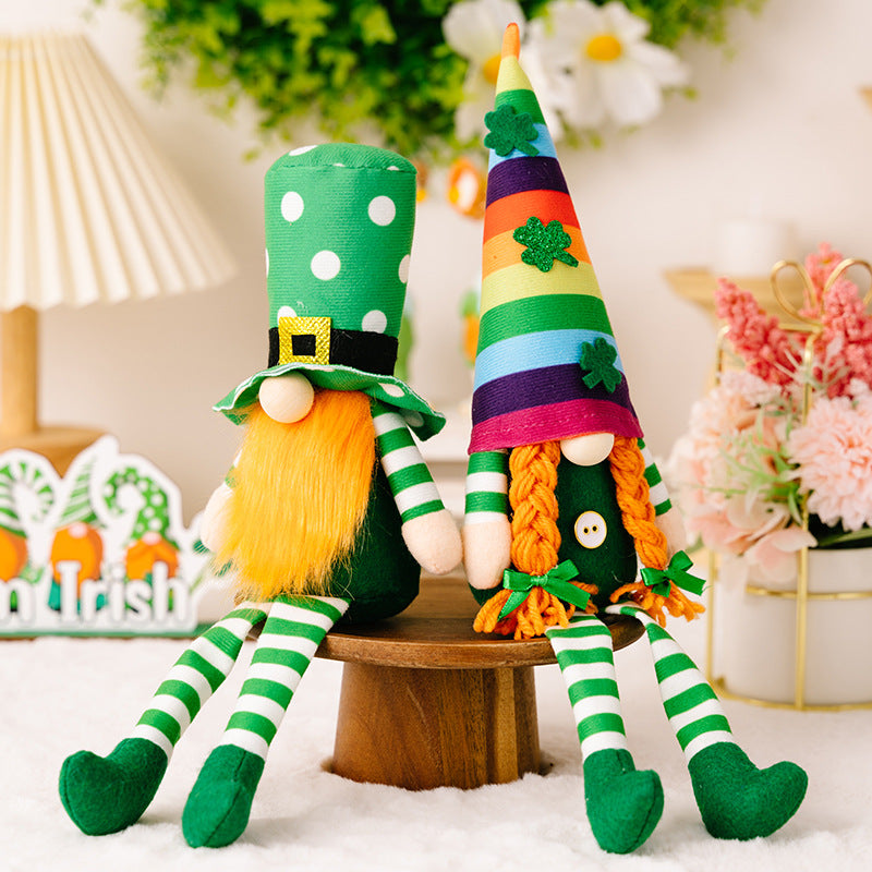 【2023 New】 St. Patrick's Day polka dot rainbow hat long-leg gnomes