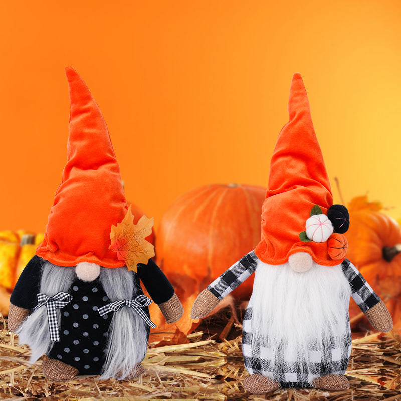 Thanksgiving Autumn harvest festival gnomes With Orange Hat