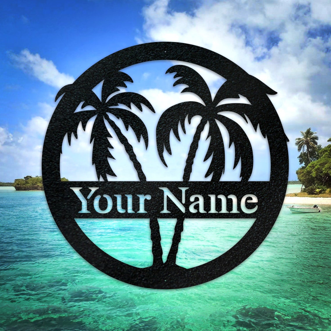 Personalized Custom Palm Trees Metal Art Sign