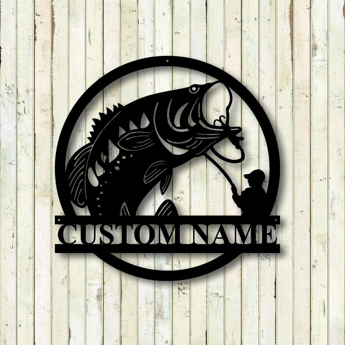 Personalized Custom Bass Fishing Metal Art Sign