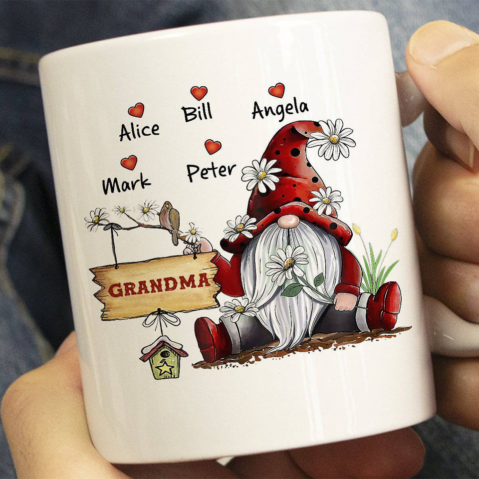 Personalized Custom Red Hat Gnome Mug For Mom Grandma