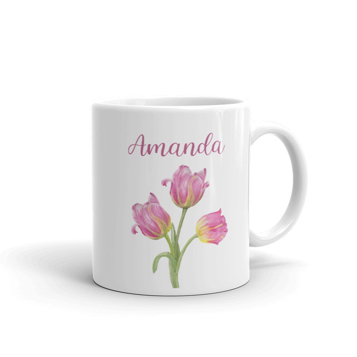 Personalized Custom Pink Tulip Mug