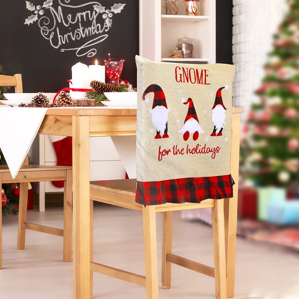 Christmas Chair Cover With Gnome Patterns