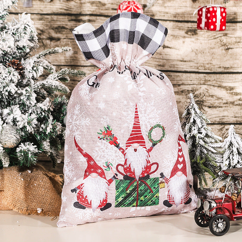 Christmas Large Gift Bag With Gnome Pattern