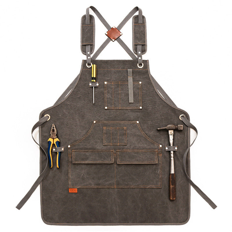 Canvas Tool Apron With Adjustable Shoulder Straps For Various Occasions