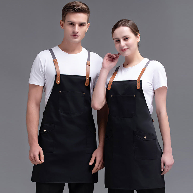 Loop Apron Adjustable Cross Back Cotton Canvas Apron With Towel Loop