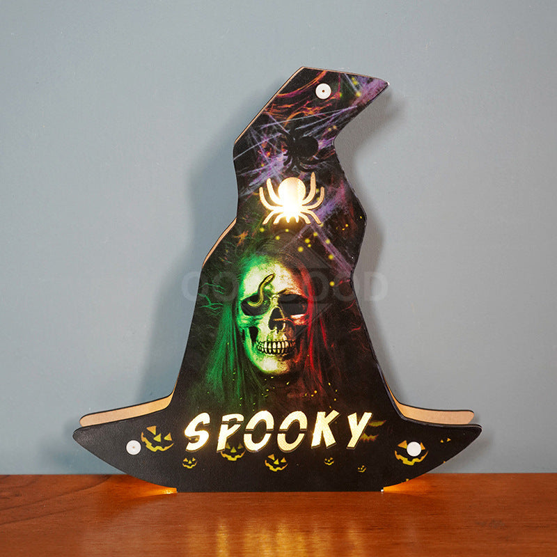 Wooden Halloween Themed LED Light For Holiday Decoration