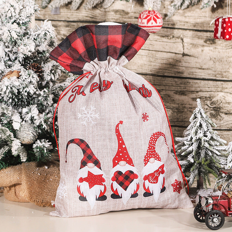 Christmas Large Gift Bag With Gnome Pattern