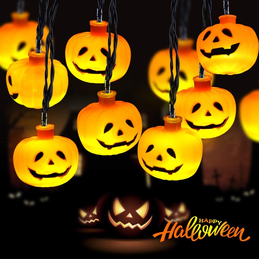 Pumpkin String Lights With Remote Control For Halloween Decoration