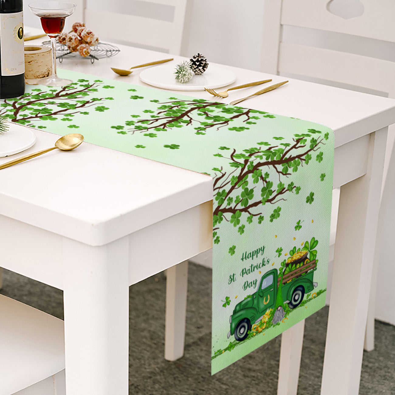 Lucky Truck - St. Patrick's Day Gnome Table Runner