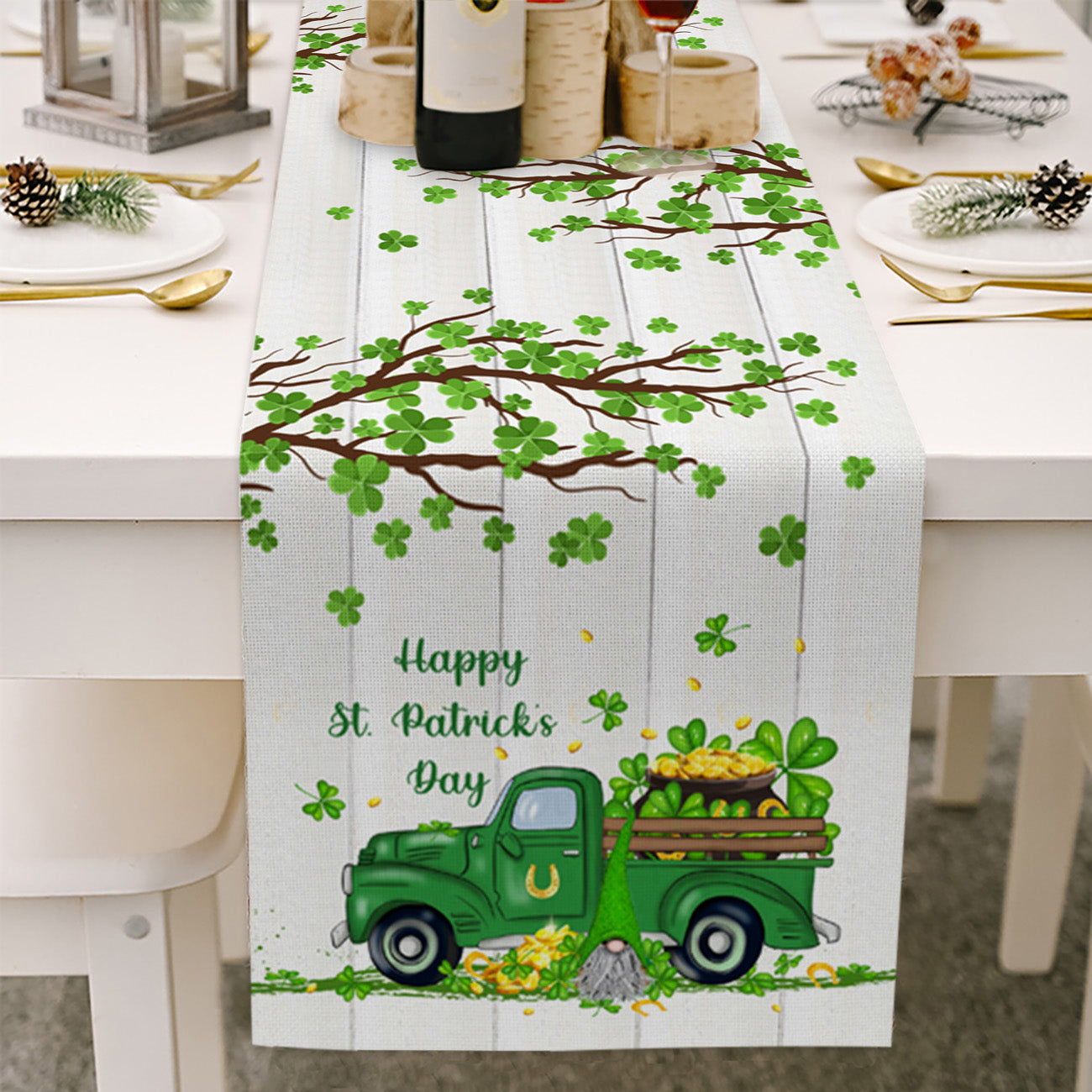 Lucky Truck - St. Patrick's Day Gnome Table Runner