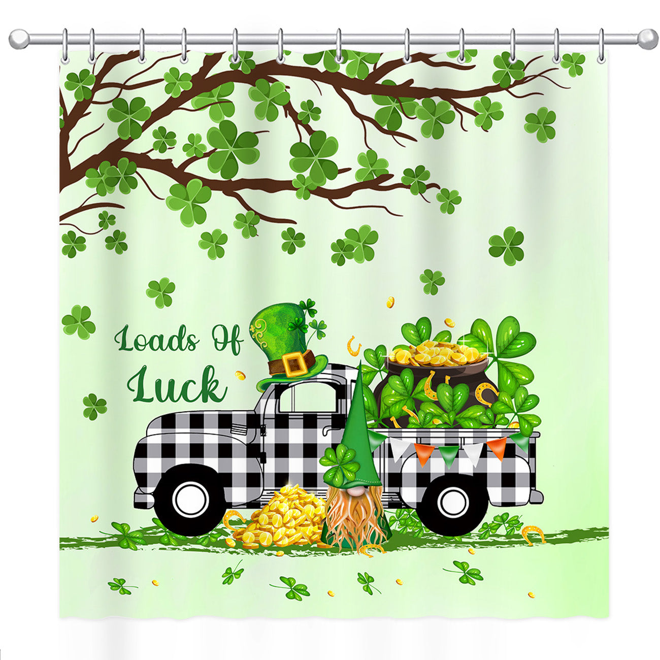 Gnome With Truck - St. Patrick's Day Shower Curtain