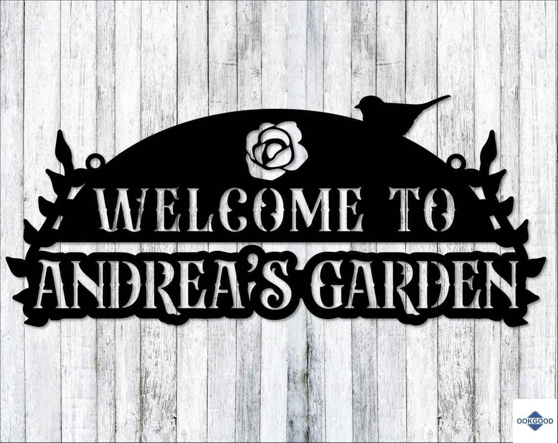 Personalized Custom Welcome To Our Garden Metal Art Sign