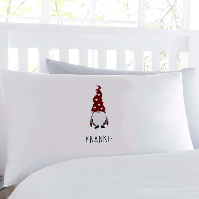 Personalized Custom Red Heart Gnome Pillowcase