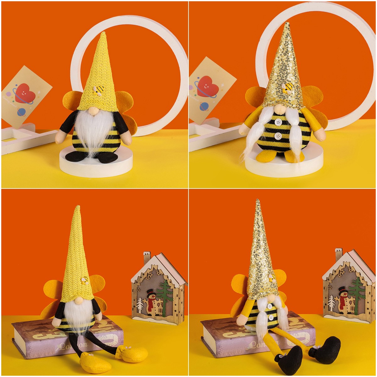 Handmade Bee Gnome Doll Family With Wings