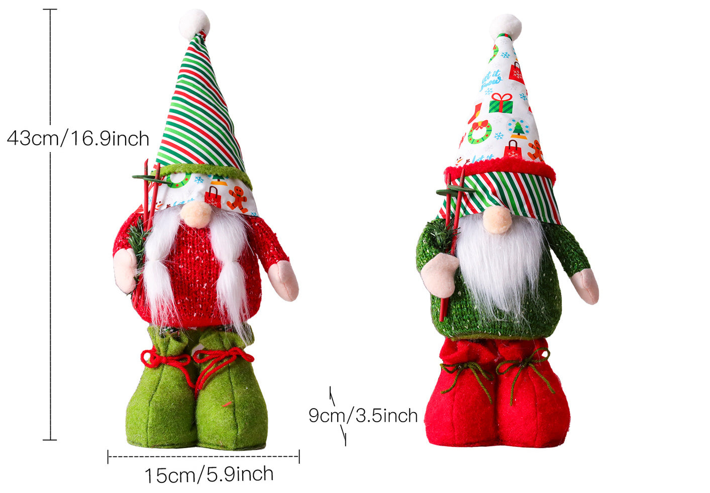 Christmas Big Shoes standing gnomes with sweater and holding candle