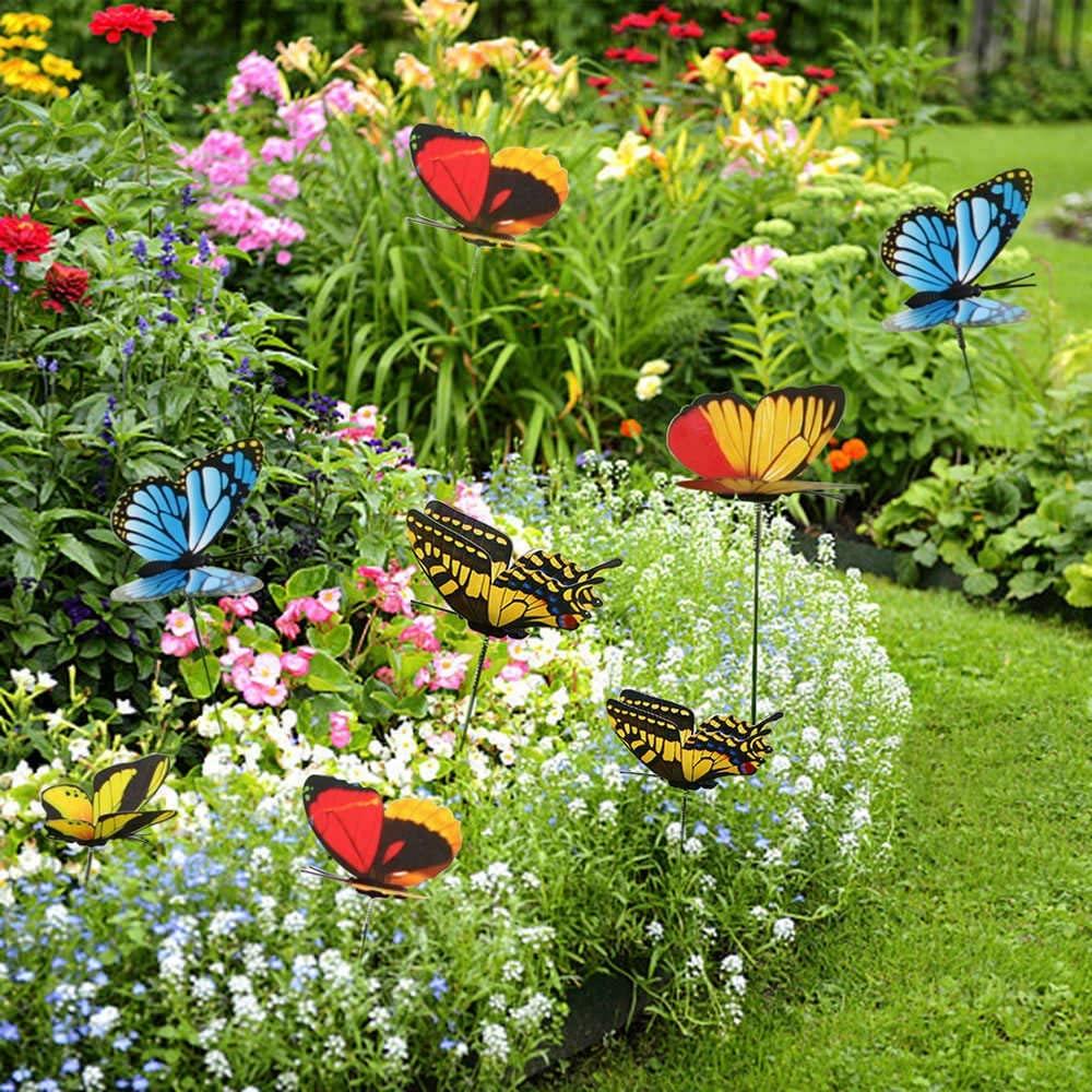 50PCS Butterfly Stakes Colorful Garden Decorat Outdoor Decor Flower Pots Decoration
