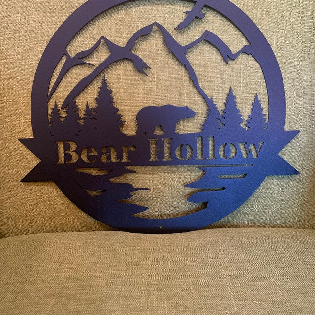 Personalized Custom Bear In Woods Metal Art Sign